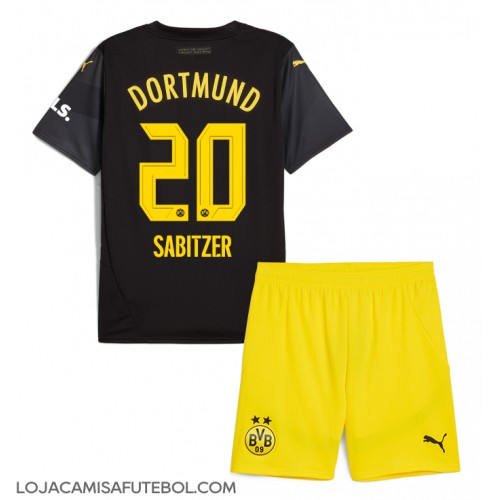 Camisa de Futebol Borussia Dortmund Marcel Sabitzer #20 Equipamento Secundário Infantil 2024-25 Manga Curta (+ Calças curtas)